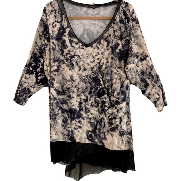 Cable & Gauge Woman’s Lightweight Navy & Cream 3/4 Sleeve Tunic Plus Size 1X - Picture 1 of 7